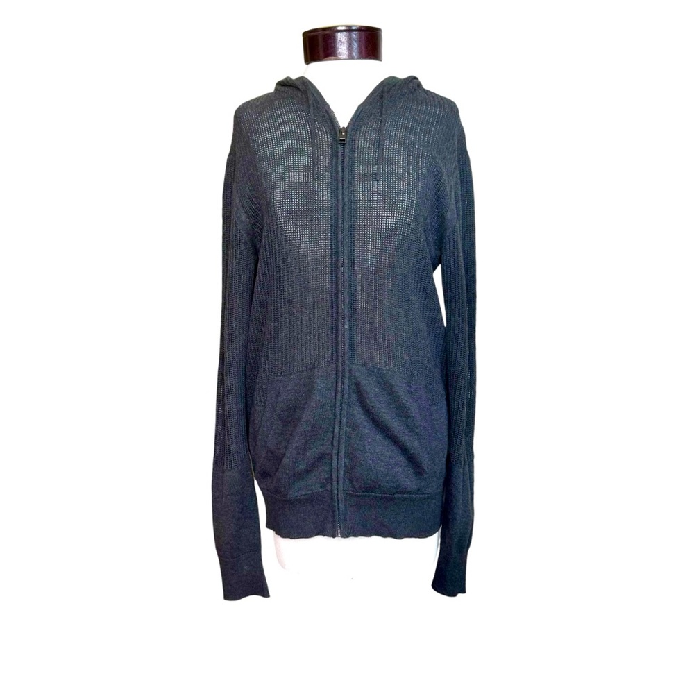 All Saints Stafford Grey Zip Front Hoody Cotton Oversize Cardigan Sweater Small